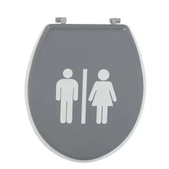Gifi Equipement Wc^Abattant WC motif pictogramme fille et garçon gris et blanc