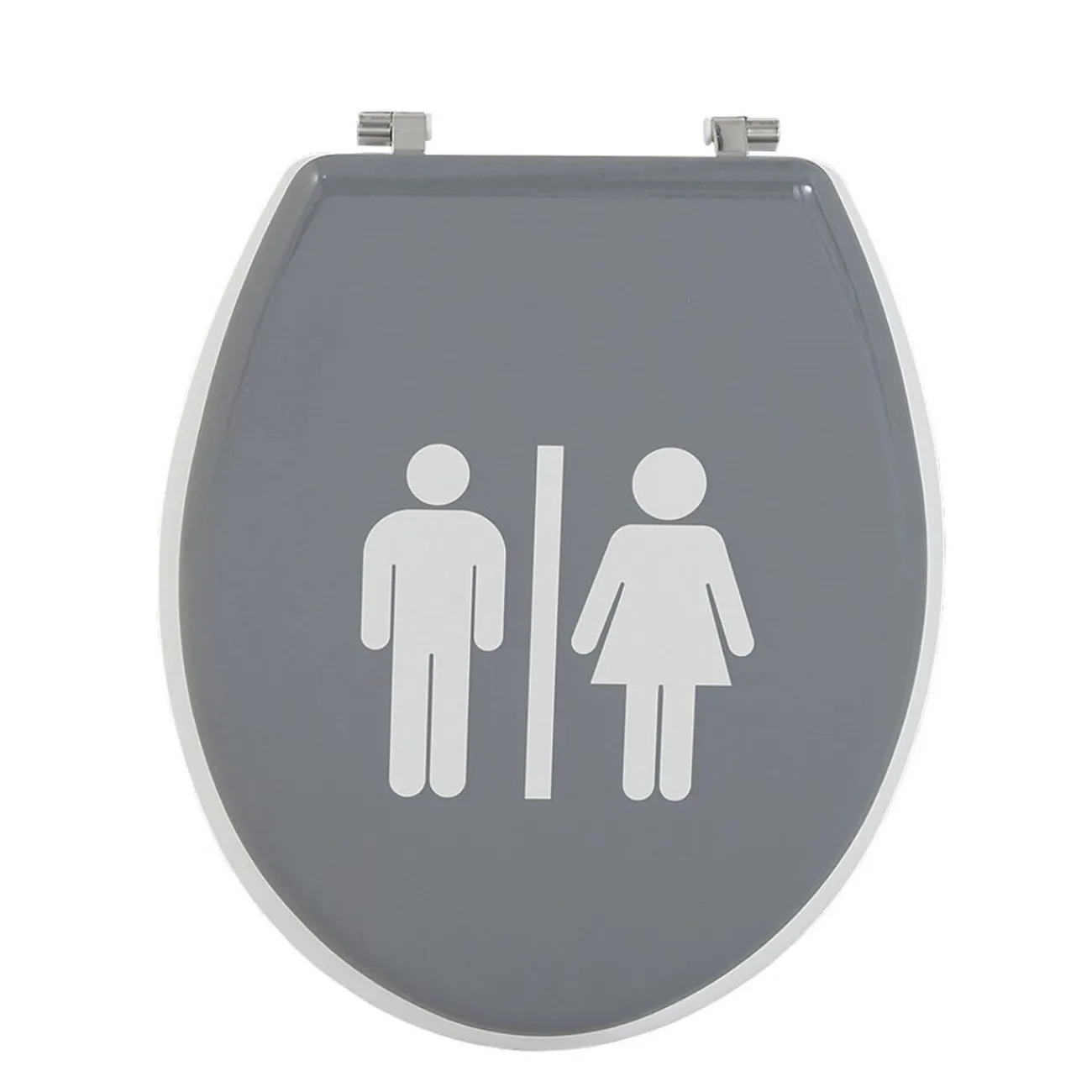 Gifi Equipement Wc^Abattant WC motif pictogramme fille et garçon gris et blanc