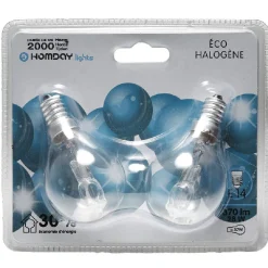 Gifi Ampoule^Ampoule E14 éco halogène G45 x2
