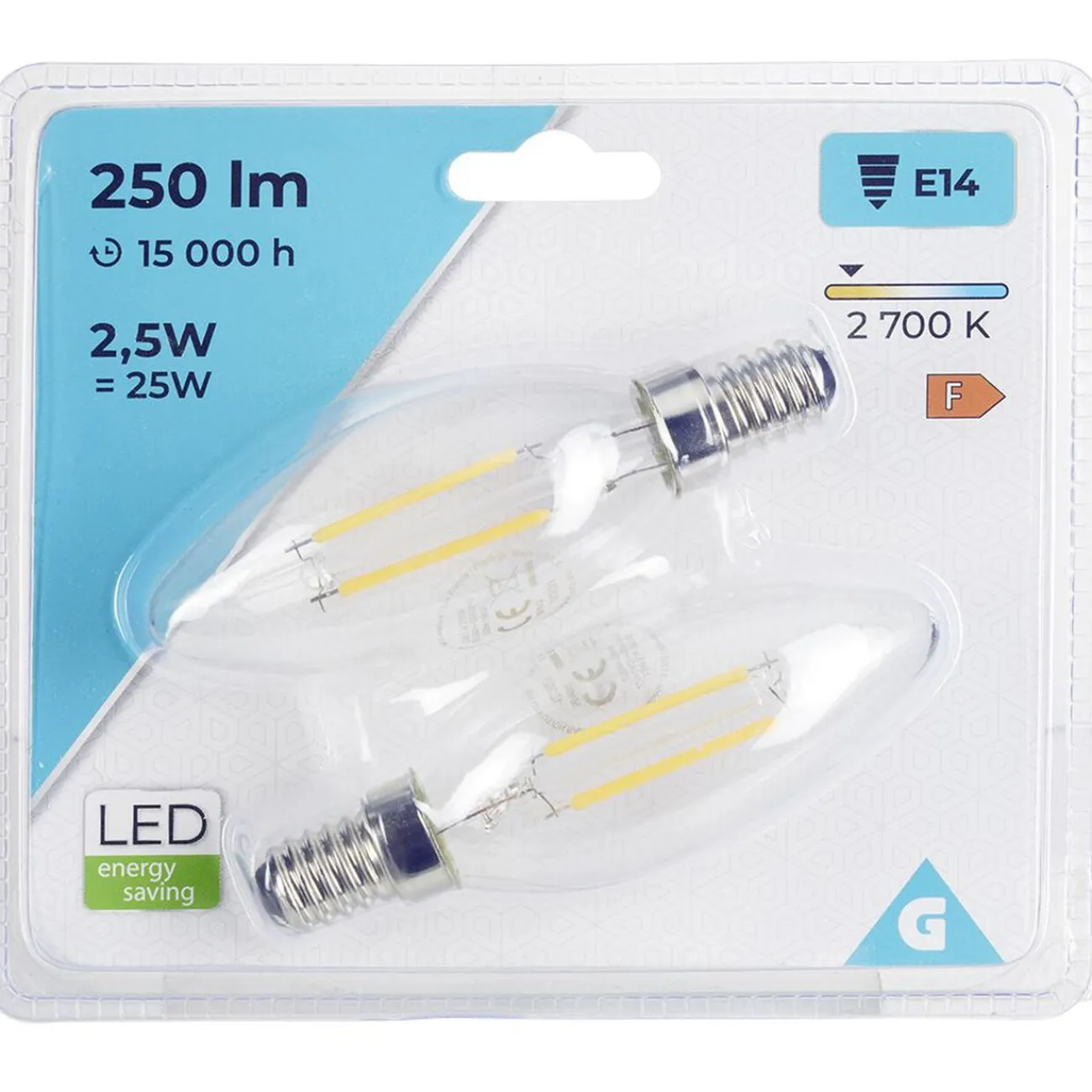 Gifi Ampoule^Ampoule LED filament E14 C35 Homday lumière chaude 250lms x2