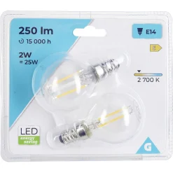 Gifi Ampoule^Ampoule LED à filament E14 G45 250lms x2