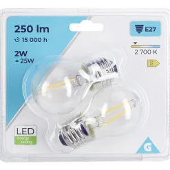 Gifi Ampoule^Ampoule LED à filament E27 G45 lumière chaude 250lms x2