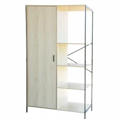 Gifi Rangement|Armoire 2en1 William penderie et étagère métal et bois