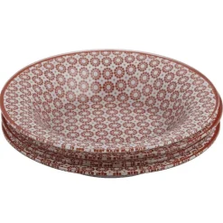 Best Gifi Assiette creuse Micro blanc et rouge fleurs à pois x4