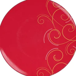Best Gifi Assiette de présentation rouge design arabesque dorée