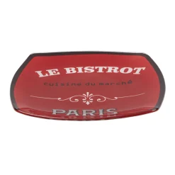 Best Gifi Assiette à dessert carrée bords arrondis rouge Le bistrot