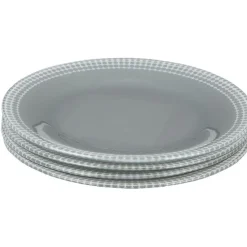 Best Gifi Assiette à dessert Dotty gris et blanc bord à pois x4