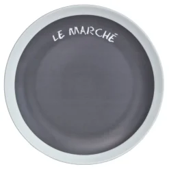 Best Gifi Assiette à dessert grise contour blanc inscription Le marché