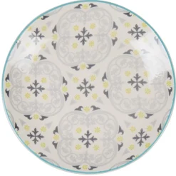 Best Gifi Assiette à dessert ronde beige à motif gris et jaune