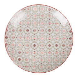 Best Gifi Assiette à dessert ronde campagne motif carreau de ciment rouge gris