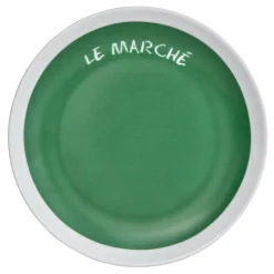 Best Gifi Assiette à dessert verte contour blanc inscription Le marché