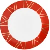 Best Gifi Assiette plate en porcelaine rouge détail doré