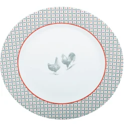 Best Gifi Assiette plate ronde design poule rebord motif triangulaire