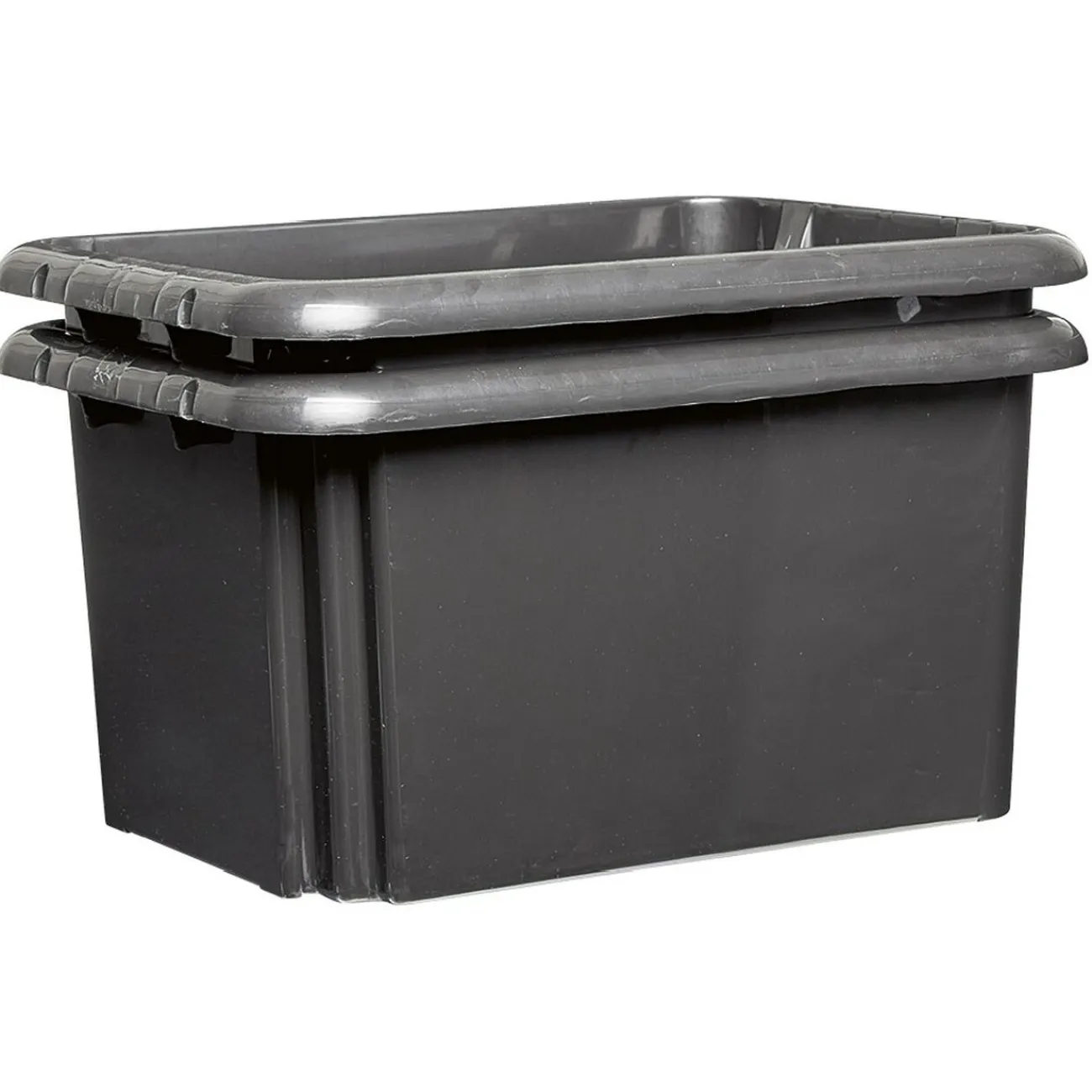 Gifi Rangement|Bac de rangement en plastique noir x2
