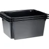 Gifi Rangement|Bac superposable 22L noir x3 - 43x34xH18,5 cm