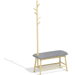 Gifi Rangement|Banc porte manteau Oskar gris 80x34xH165cm