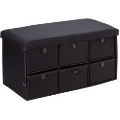 Gifi Rangement|Banc range chaussure en tissu noir