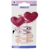 Gifi Beauté^Barrette clic clac coeur et paillettes x6