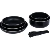 Clearance Gifi Batterie de cuisine 6 pièces aluminium noir