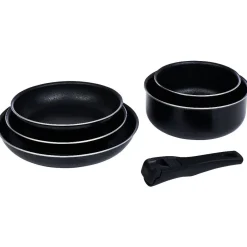 Clearance Gifi Batterie de cuisine 6 pièces aluminium noir