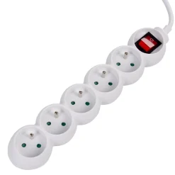 Gifi Accessoires Électriques^Bloc multiprise blanc interrupteur 5 prises