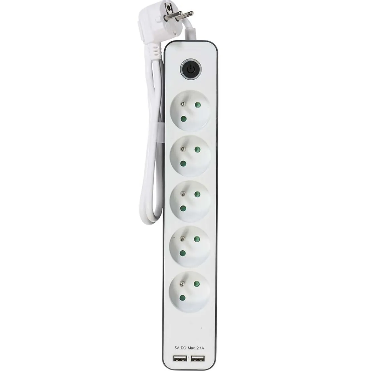 Gifi Accessoires Électriques^Bloc multiprise 5 prises 2 USB avec interrupteur et protection enfant