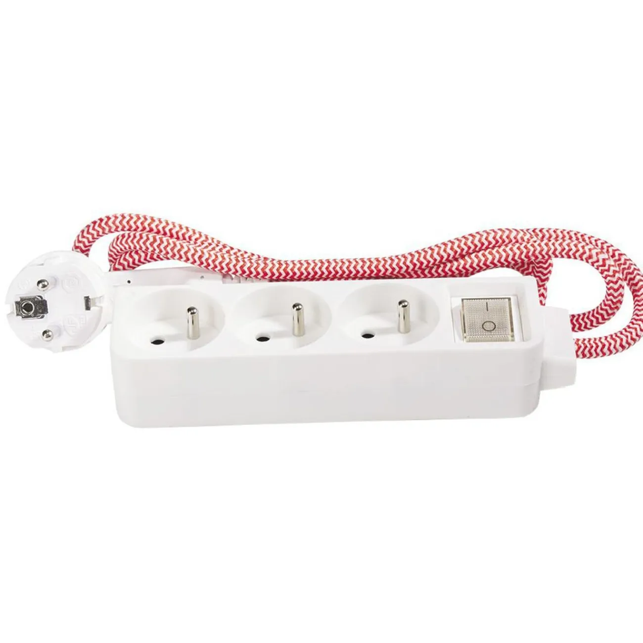 Gifi Accessoires Électriques^Bloc multiprise textile 3x16A rouge/blanc 1,5m