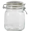 Clearance Gifi Bocal hermétique carré en verre couvercle motif ethnique 1 L
