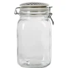 New Gifi Bocal hermétique carré verre couvercle motif ethnique 1,5 L