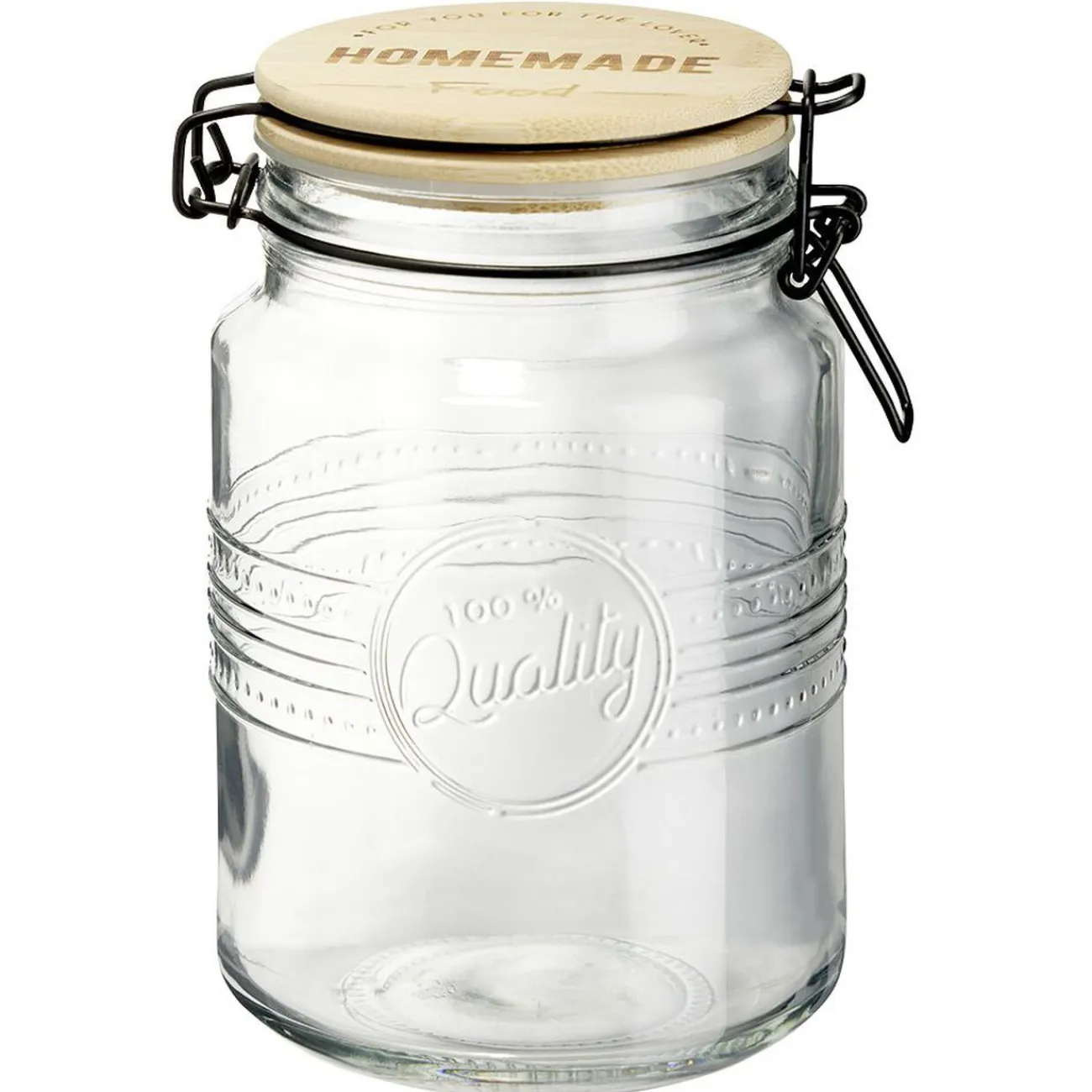 Clearance Gifi Bocal hermétique rond transparent avec couvercle en bambou H16,5 cm