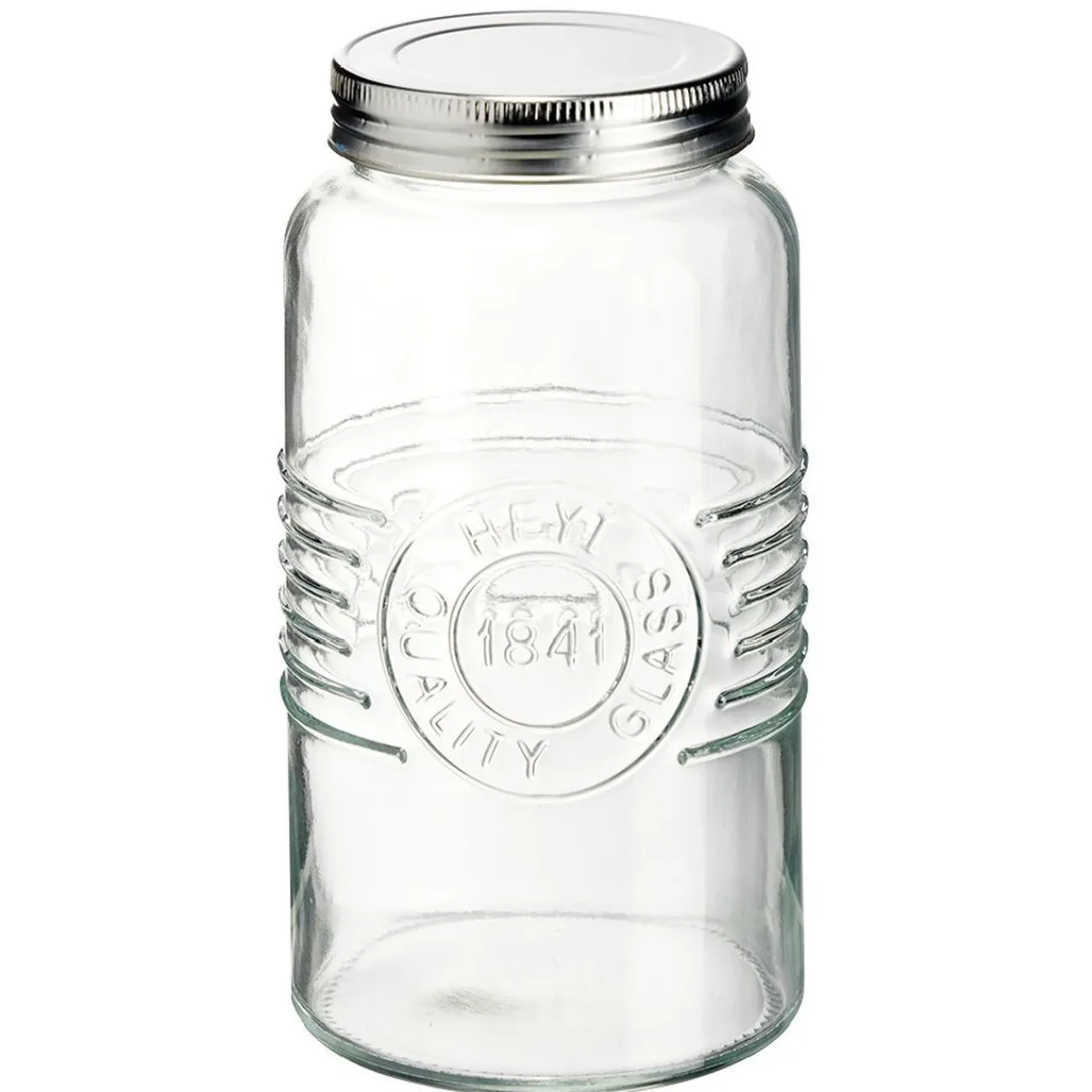 Gifi Bocal hermétique rond transparent avec couvercle en métal H17 cm