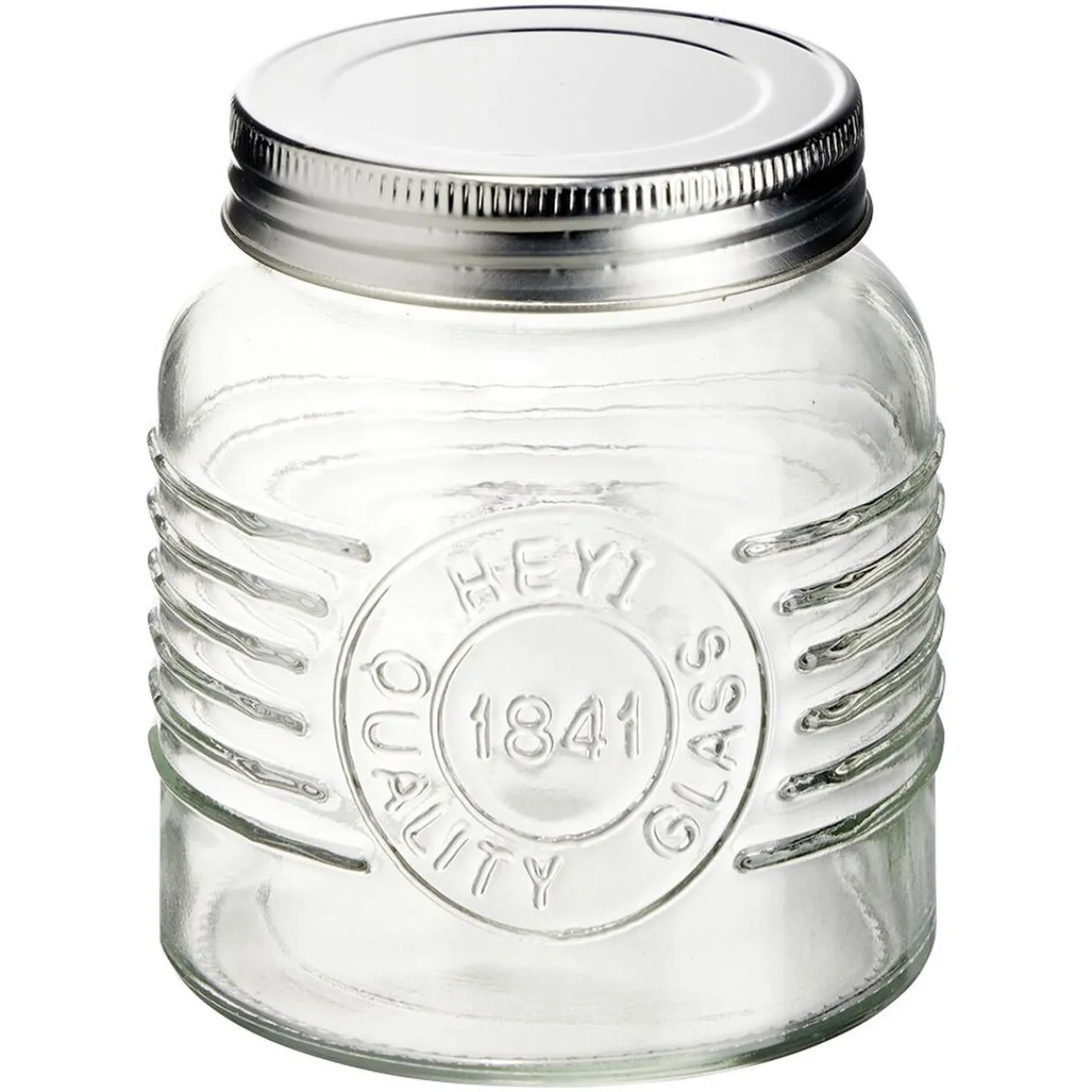 Clearance Gifi Bocal hermétique rond transparent avec couvercle en métal H10 cm