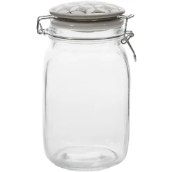 Gifi Bocal transparent avec couvercle design carreau de ciment 1,5 L