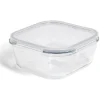 Discount Gifi Boîte alimentaire carrée en verre avec couvercle étanche à clips 800ml