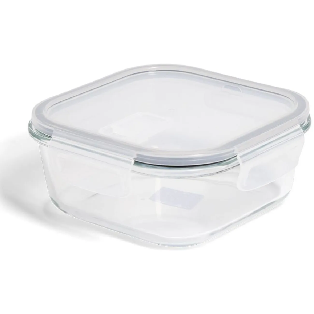 Discount Gifi Boîte alimentaire carrée en verre avec couvercle étanche à clips 800ml