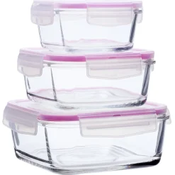 Gifi Boîte alimentaire carrée en verre x3