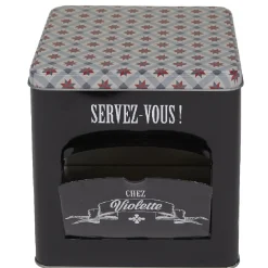 Clearance Gifi Boîte à biscuits carrée design "Servez-vous - Chez Violette"