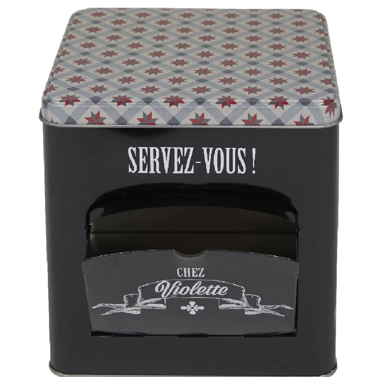 Clearance Gifi Boîte à biscuits carrée design "Servez-vous - Chez Violette"