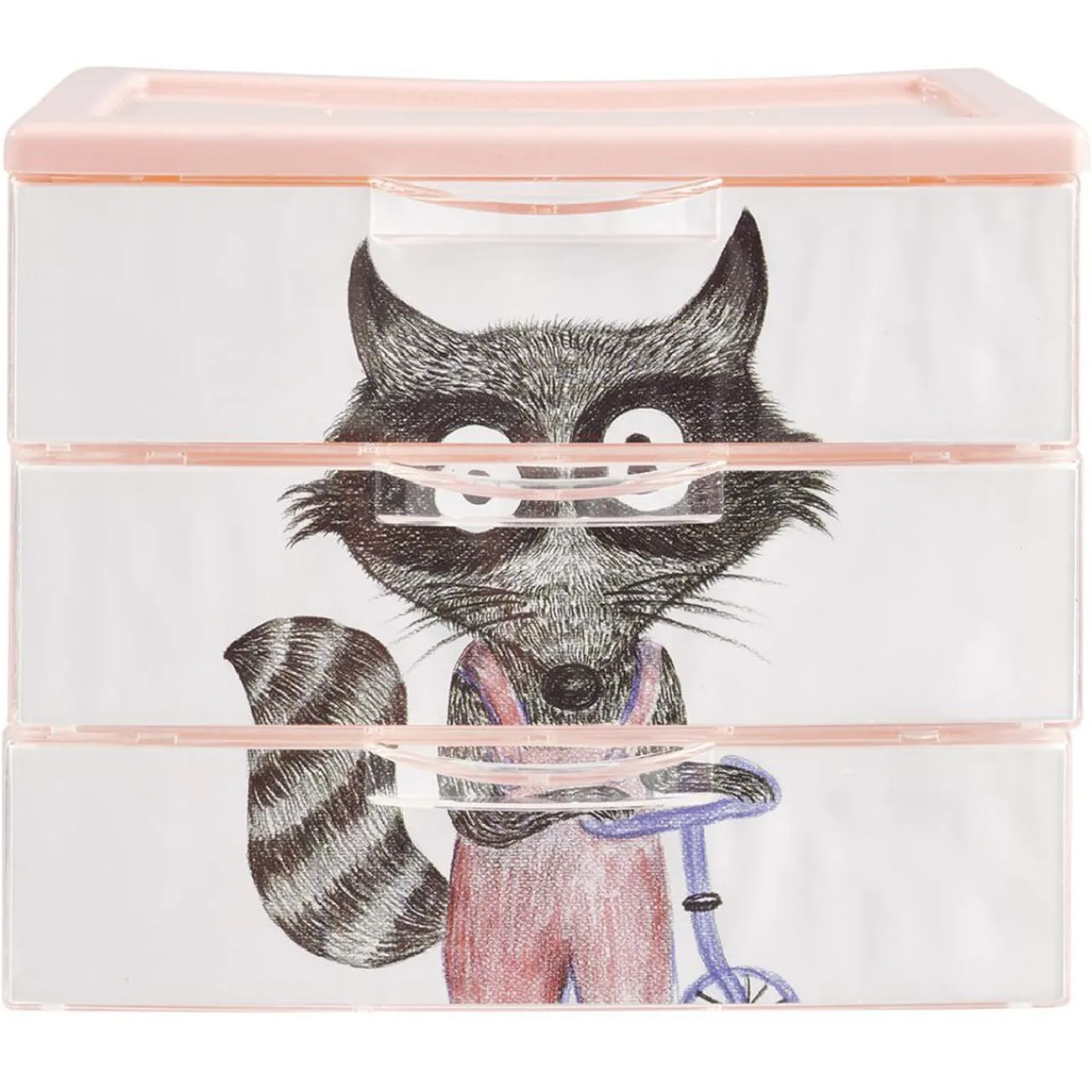 Gifi Rangement|Boîte bloc 3 tiroirs plastique décor animal H15,5 cm