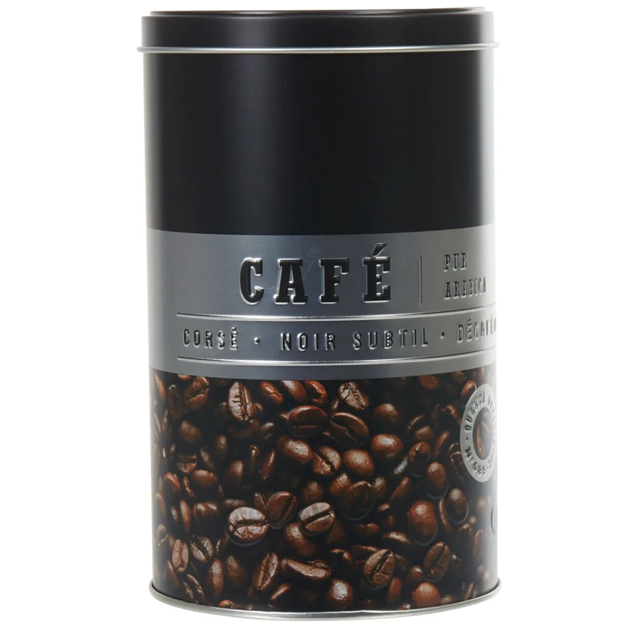 Clearance Gifi Boîte à café ronde en métal décorée noir
