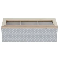 Best Gifi Boîte déco 3 compartiments à fenêtre gris blanc