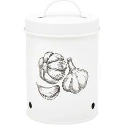 Outlet Gifi Boîte de conservation pour ail en métal blanc