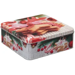 Online Gifi Boîte de Noël carré vintage métal motif biscuit étoile