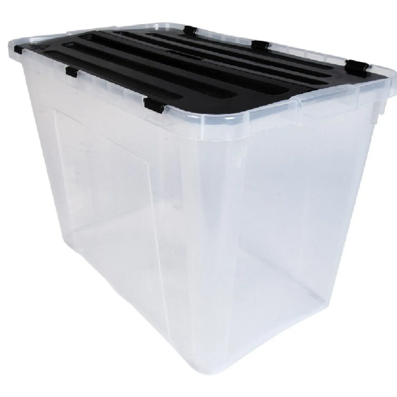 Gifi Rangement|Boîte de rangement avec couvercle noir 60 L
