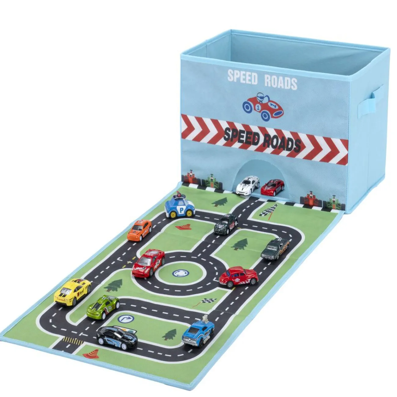 Gifi Rangement|Boîte de rangement avec tapis de jeux circuit ou safari - 2 modèles