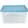 Gifi Entretien Du Linge|Boîte de rangement à clips 31 L transparent et violet