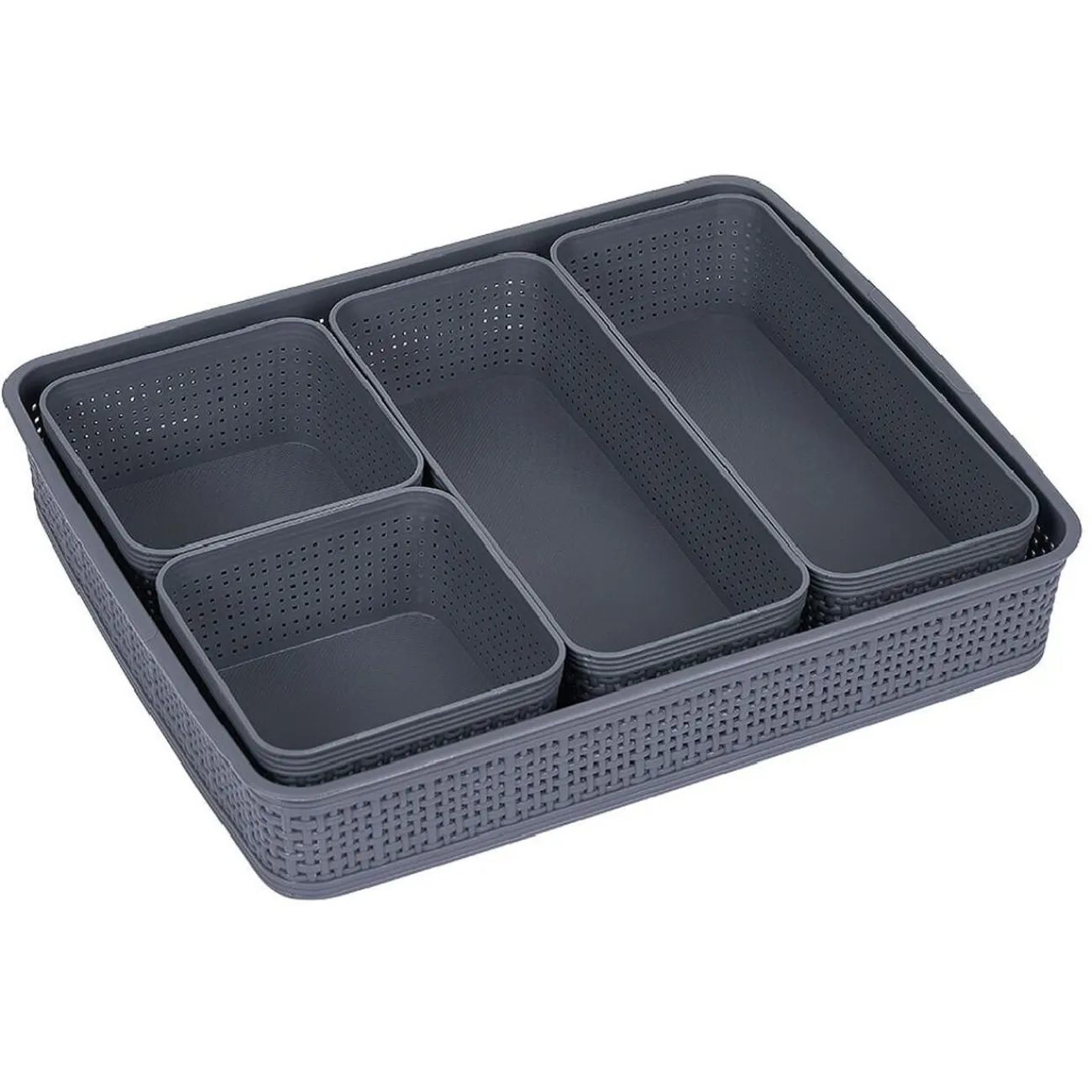Gifi Entretien Du Linge|Boîte de rangement 5 compartiments L34 x L28,5 cm