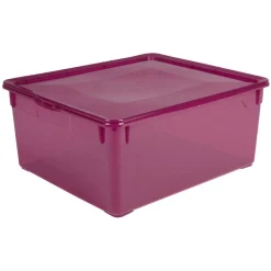 Gifi Entretien Du Linge|Boîte de rangement à couvercle violette 18 L