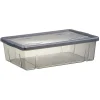 Gifi Rangement|Boîte de rangement dessous de lit noir transparent 28L