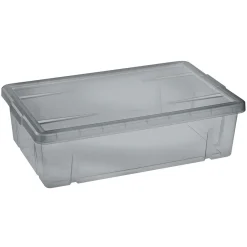 Gifi Rangement|Boîte de rangement dessous de lit noir transparent 28L